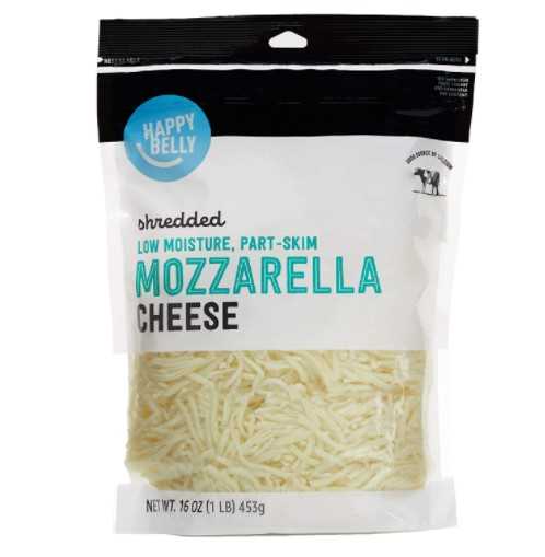 Amazon Brand - Happy Belly Shredded Low-Moisture, Part-Skim Mozzarella Cheese,