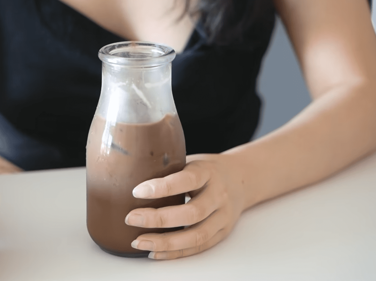 chocolate milk in a jar
