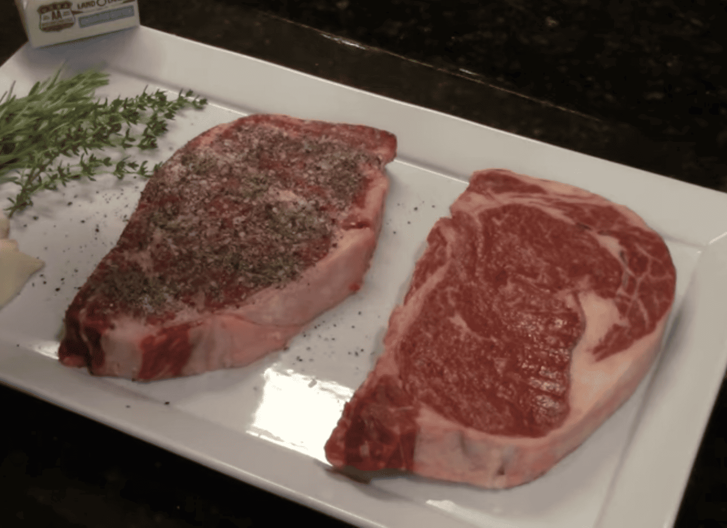 Ribeye steaks on a plate