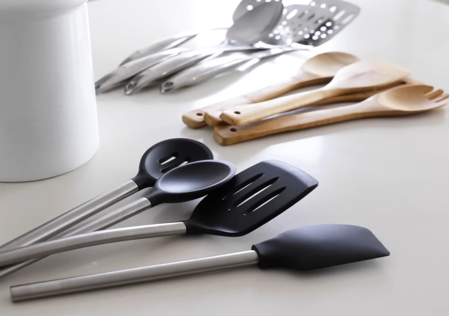 a range of utensils for stainless steel cookware